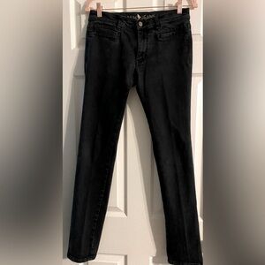 Mih Jeans Womens 29 Black Skinny Straight High Rise Distressed Cotton 24x28